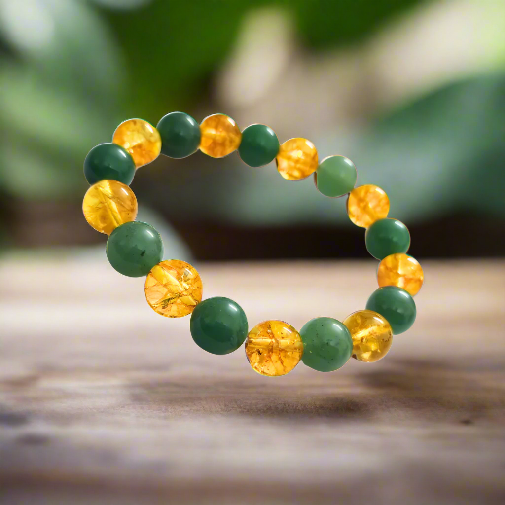 Citrine Green Aventurine Bracelet 10mm