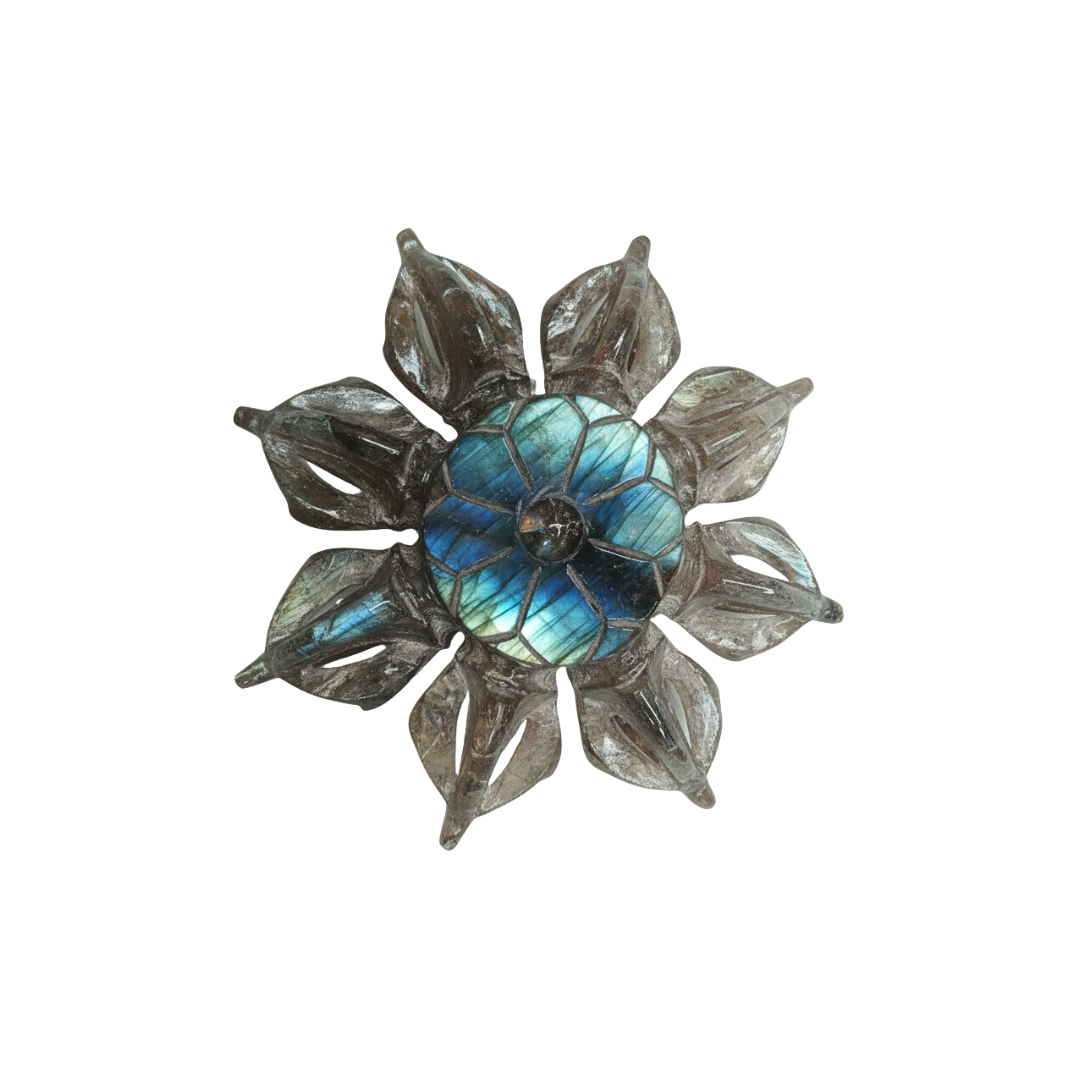 Labradorite Flower Dorje – Approx. 700g, 15cm Diameter, Natural Healing Crystal Tool