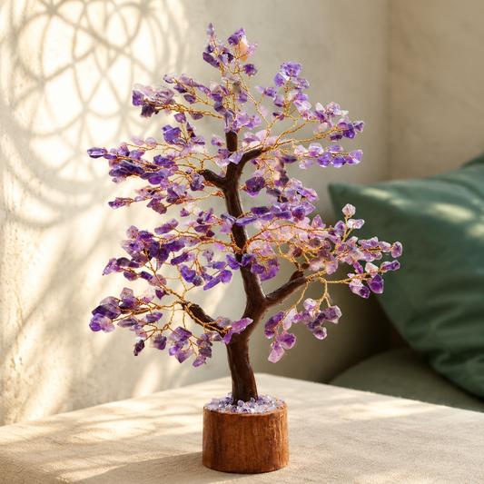 Soulwise Amethyst Crystal Tree for Positive Energy – 8-10 Inch Handcrafted Gemstone Bonsai Tree for Healing, Vastu, Home Decor, Meditation & Gifts
