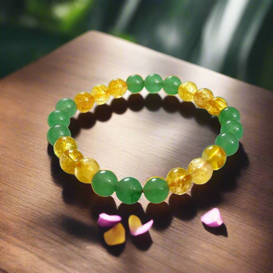 Soulwise 8mm Citrine & Green Aventurine Bracelet for Wealth & Abundance Financial Abundance & Business Growth Bracelet