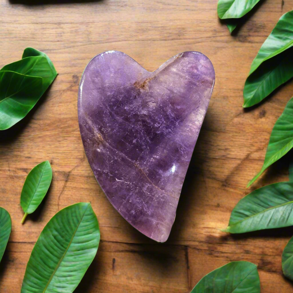 Amethyst Gua Sha Facial Tool – 100% Natural Stone Face Massager for Lymphatic Drainage, Anti-Aging, and Skin Tightening