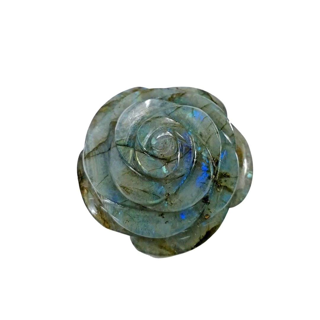 Labradorite Rose Flower – Natural Healing Crystal, Hand-Carved Gemstone for Spiritual Energy & Home Decor ( 50-100g)
