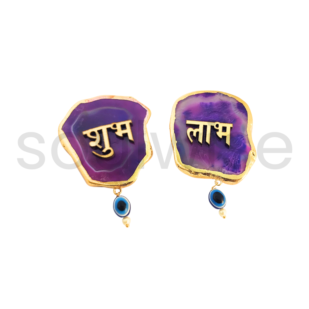 Shubh Labh Door Hanging – Natural Mix Agate Crystal (Random Color)(1 Pair).