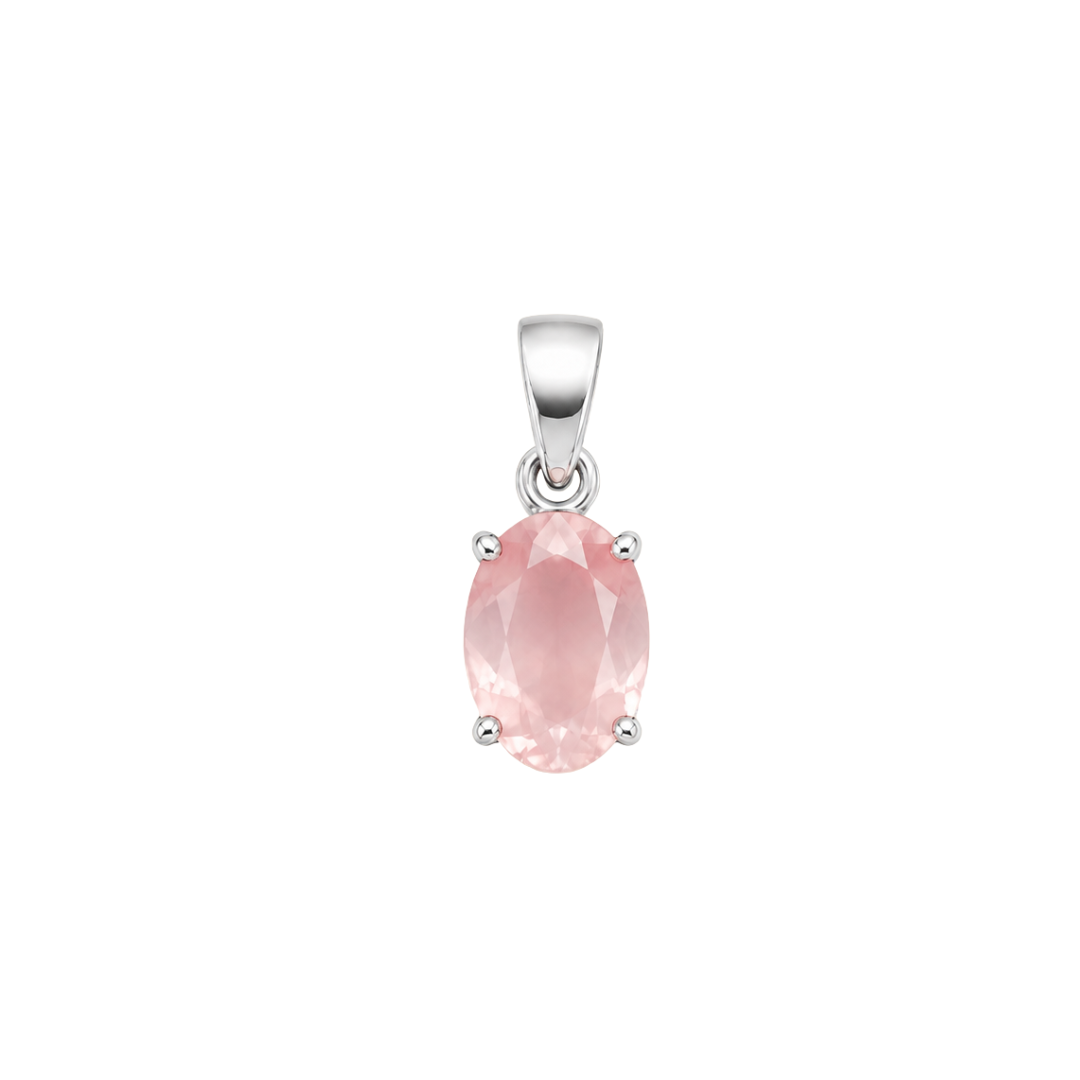Natural Rose Quartz Gemstone Pendant – Oval-Cut Pink Crystal Jewellery