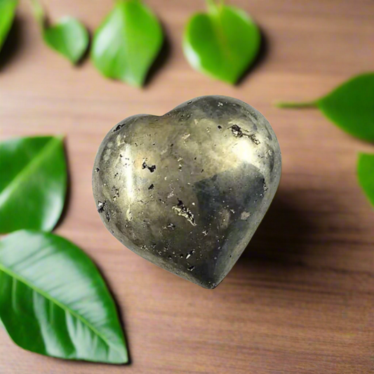 Soulwise Druzy Pyrite Heart-Shaped Decor for Energetic Protection, Vitality, Manifestation, and Abundance. Valentine Gift Housewarming (Pyrite).