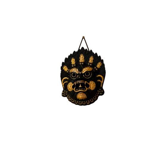 Black & Gold Bhairava Wall Mask | Kirtimukha Guardian Face Wall Hanging for Home & Temple Decor