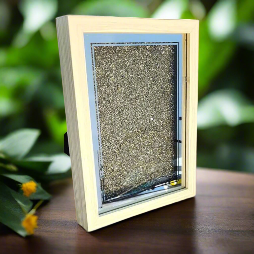 Soulwise Pyrite Crystal Art Framed with USB Light – Wealth & Prosperity Table and Wall Decor |
