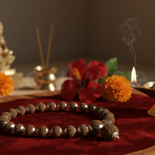 Nepali 8 Mukhi Rudraksha Mala with Silver Caps – Premium Natural Beads (Asthamukhi)