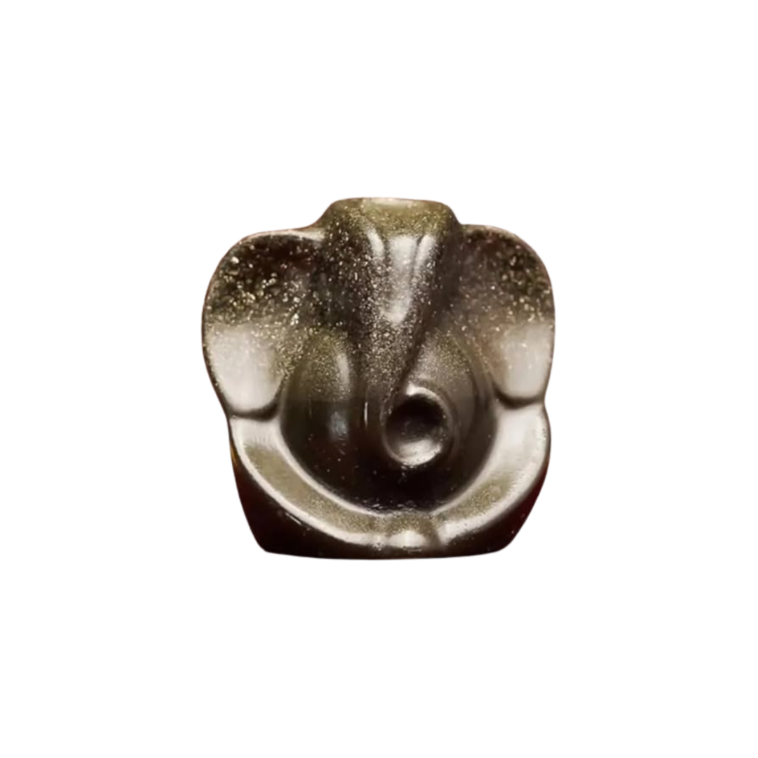 Lord Ganesha Pyrite Idol, Natural Stone Figurine, Black Grey Crystal Formation.