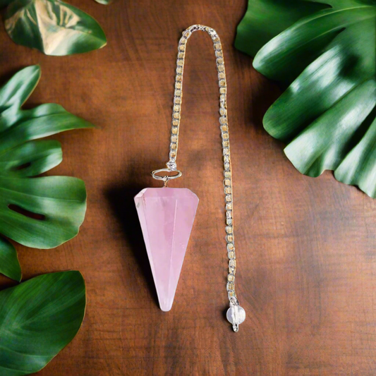 Soulwise Rose Quartz Faceted Dowsing Pendulum With Chain