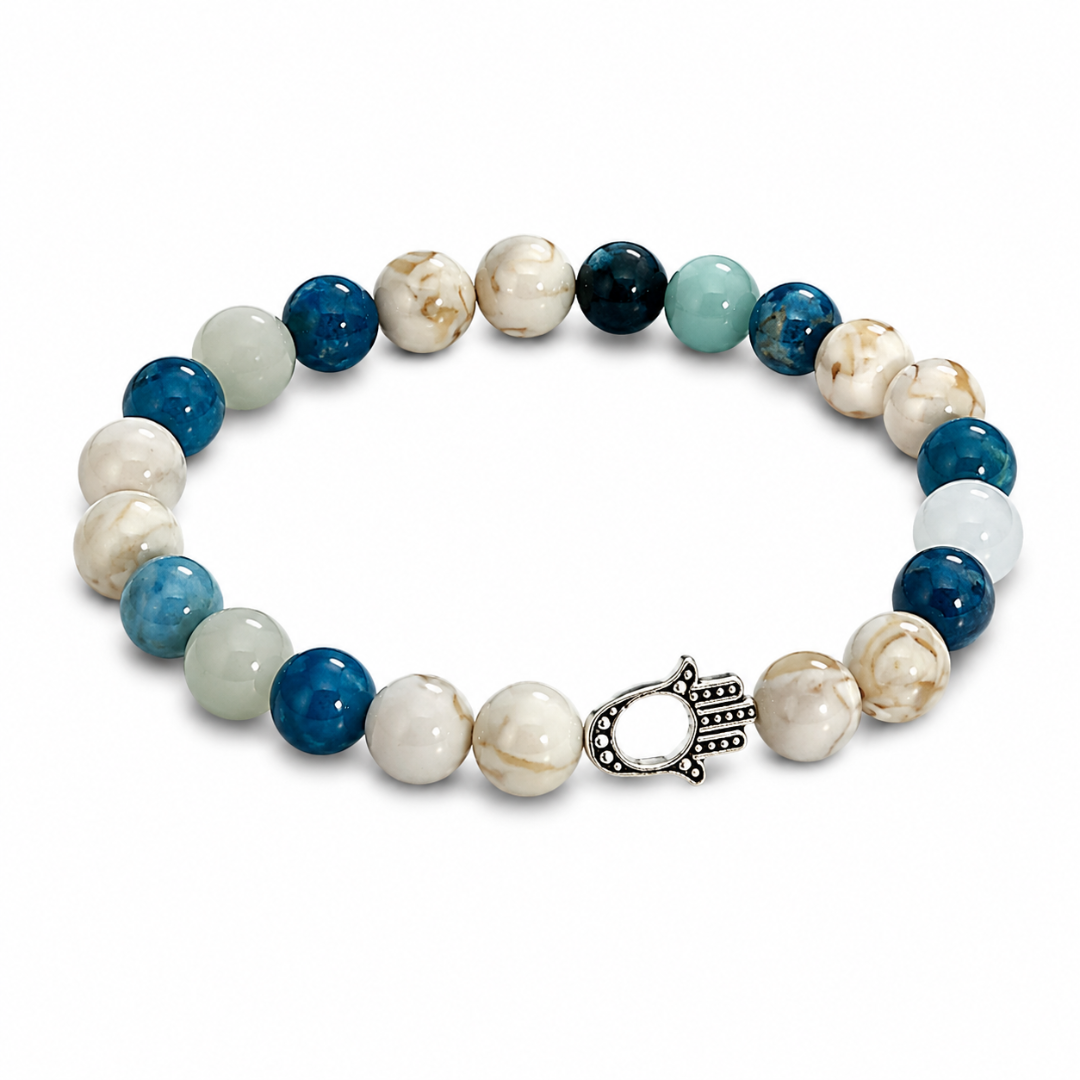 Gemini Zodiac Crystal Bracelet with Hamsa Hand Charm – Certified Natural Multi-Stone 9mm Beads
