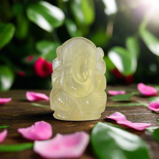 Soulwise Yellow Topaz Gemstone Ganesha Idol 124 ct. 4cm.