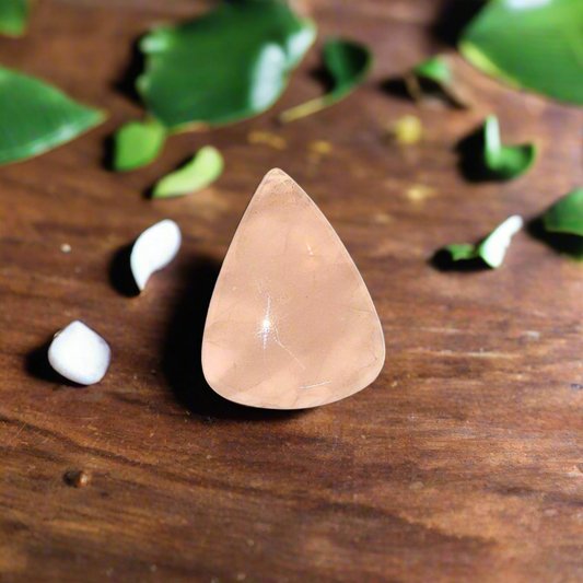 Soulwise Natural Rose Quartz Triangle Cabochon – Polished Gemstone for Jewelry Making, Crystal Healing, Crafts – Flat Back, – 1 Piece