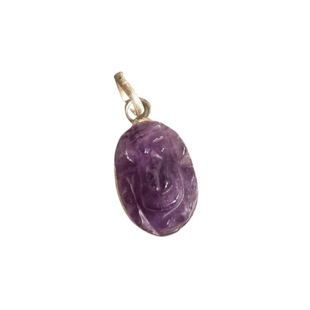 Amethyst Ganesha Pendant – Hand-Carved Natural Crystal Necklace for Protection, Prosperity & Spiritual Healing – Hindu God Pendant with Adjustable Cord