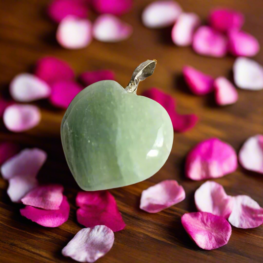 Soulwise Green Aventurine Heart Pendant – Natural Crystal Necklace for Healing, Love, and Prosperity – Adjustable Chain not Included
