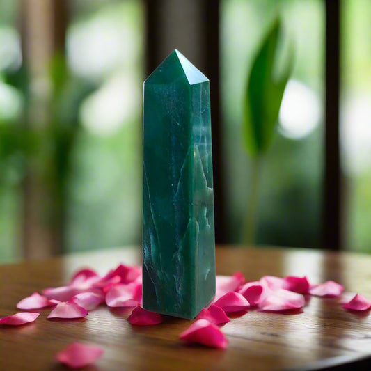 Soulwise Certified Natural Jade Tower – 6 Inch Feng Shui Crystal Obelisk | 450-500g Green Stone Energy Decor for Home, Office, Meditation & Healing