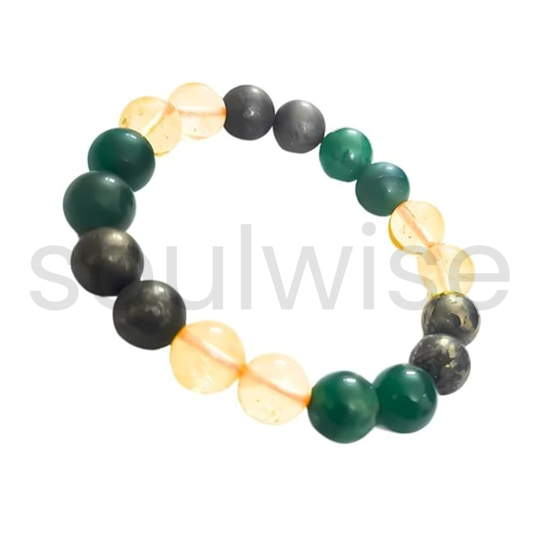 Soulwise Money Magnet Bracelet - Citrine, Pyrite, and Green Aventurine 10mm