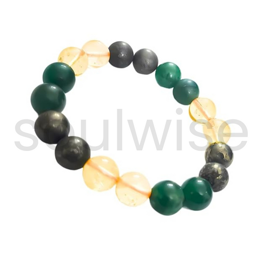 Soulwise Money Magnet Bracelet - Citrine, Pyrite, and Green Aventurine 10mm