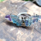 Fluorite Crystal Bat Symbol Ring (adjustable)