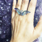 Fluorite Crystal Bat Symbol Ring (adjustable)