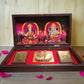 Laxmi Ganesha Pocket Temple with Laxmi Yantra, Ganesh Yantra, & Charan, Gold Plated, 1 Piece 8"x5", Diwali Gift & Home Decor