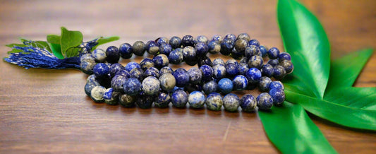 Soulwise Natural Lapis Lazuli Jaap Mala 108+1 Beads (8mm) | Handcrafted Prayer Beads for Meditation, Mantra Chanting, Yoga, Healing & Chakra Balancing
