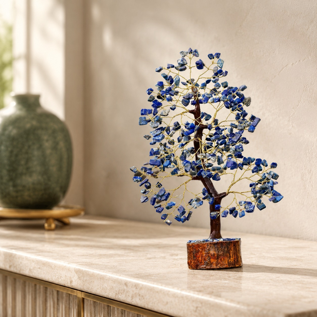 Lapis Lazuli Crystal Tree 8 Inch – Blue Gemstone Tree for Home Décor, Office Desk, Meditation & Spiritual Gifting