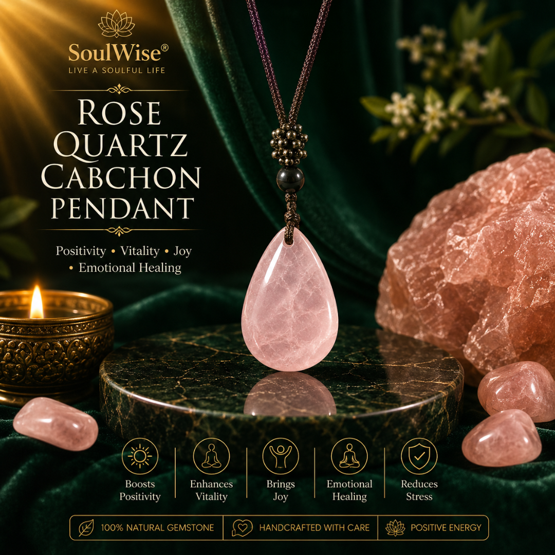 Rose Quartz Cabochon Pendant – Natural Healing Crystal Necklace for Love, Emotional Healing, Heart Chakra & Positive Energy