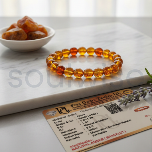 Amber Bracelet 8mm Beads for Health, Positivity and Energy Booster for Men & Women