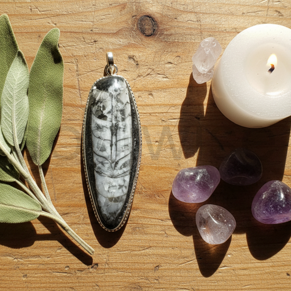 Orthoceras Fossil Kuber Pendant – Natural Kuber Stone Locket for Wealth Attraction, Abundance & Money Magnet Energy | Unisex