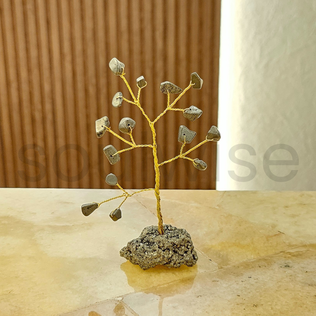 Soulwise Pyrite Crystal Mini Tree with Pyrite Cluster Base .