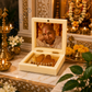 Guru Ji Maharaj Golden Paduka Temple Box with Photo Frame – Premium Spiritual Décor & Divine Blessings Showpiece for Home, Office & Pooja Room