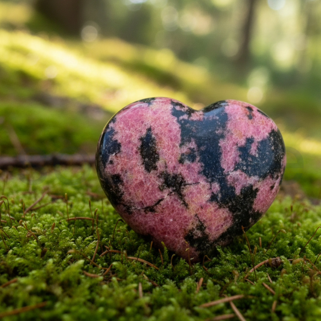 Rhodonite Heart Stone Polished Natural Crystal for Meditation Emotional Balance Love Energy Spiritual Home Décor Gift