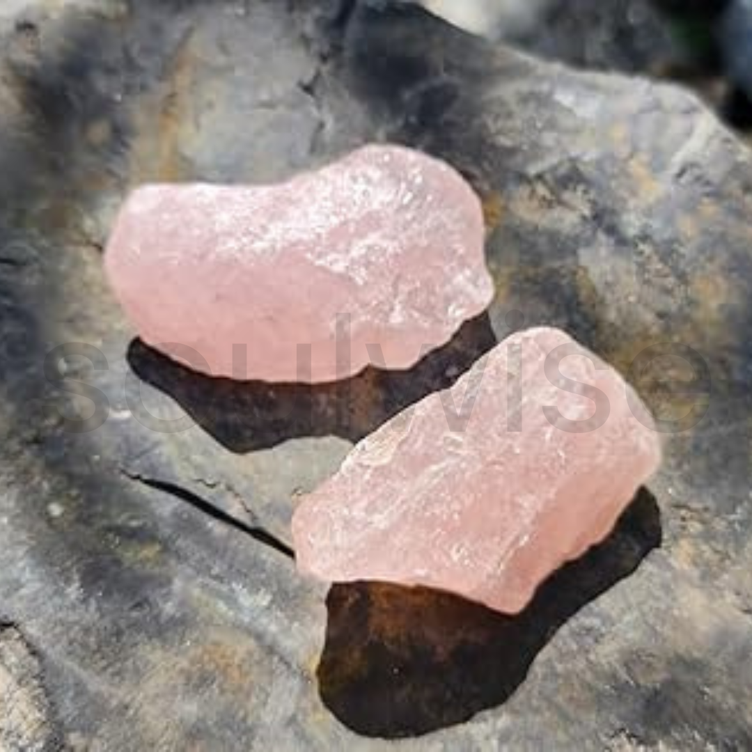 Raw Rose Quartz, Healing crystal, set of 2