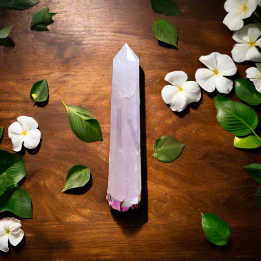 Soulwise AuraGuardian Rose Quartz Energy Wand – 100-150g for Healing, Aura Cleansing & Chakra Activation