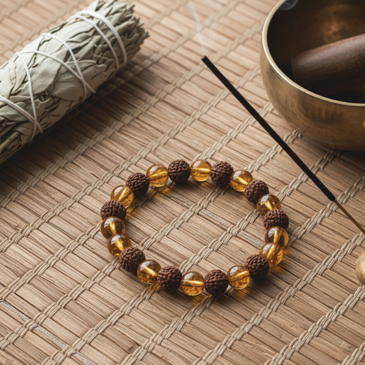Citrine-Rudraksha 10mm bracelet | | 📿𝗦𝗵𝗿𝗮𝘃𝗮𝗻 𝗦𝗽𝗲𝗰𝗶𝗮𝗹📿