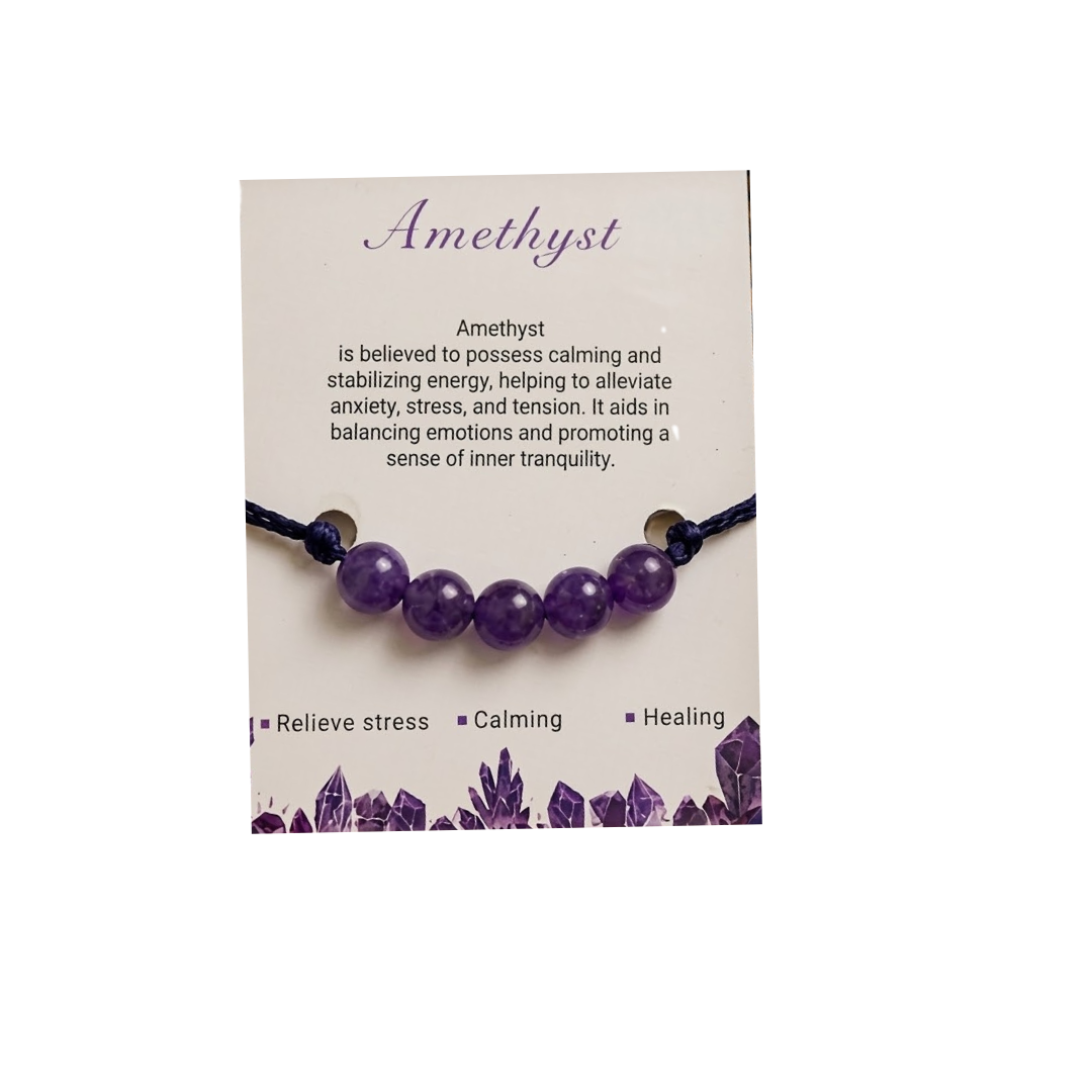 Amethyst 5 Beads Rakhi – Natural Crystal Rakhi for Peace, Calmness, Stress Relief & Positive Energy