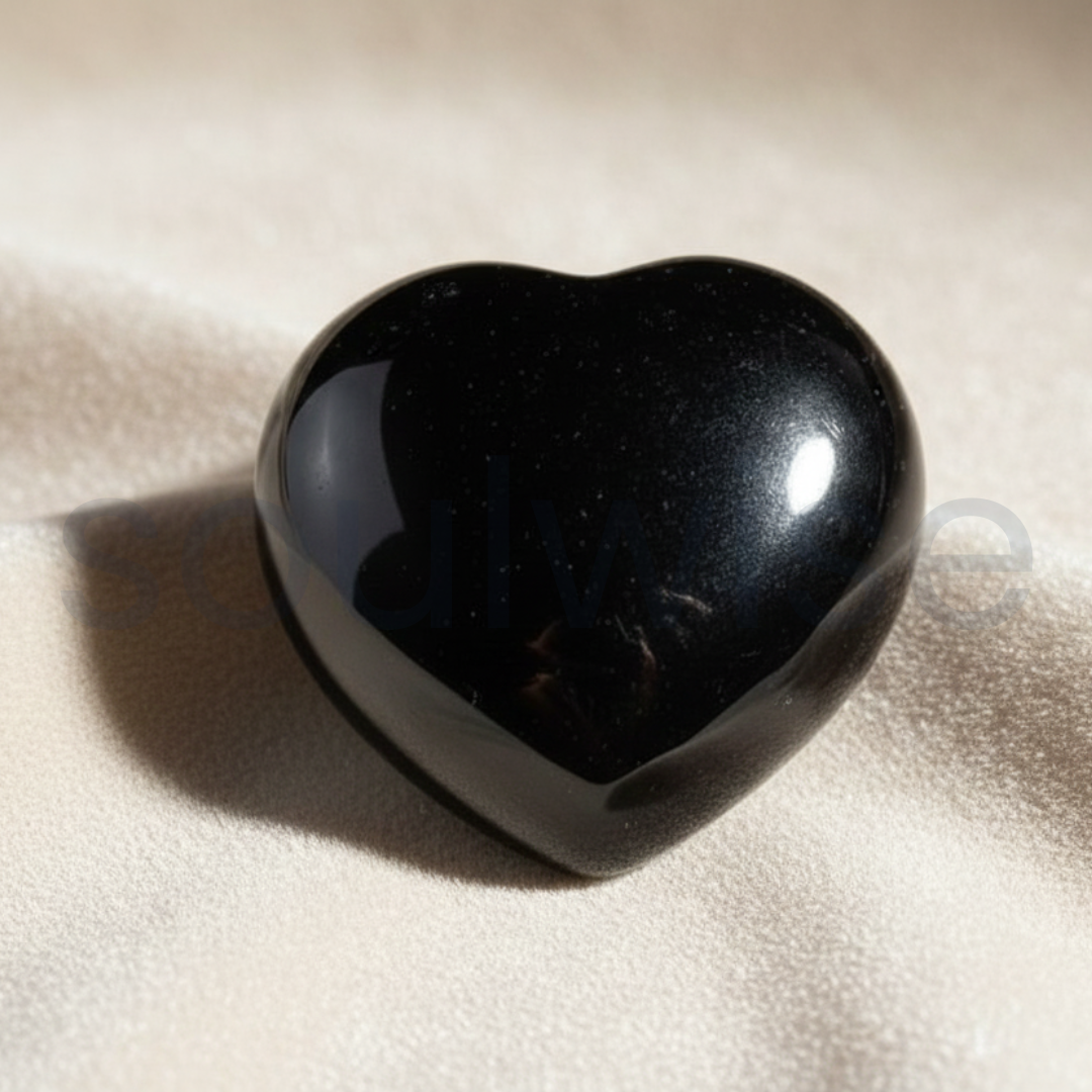 Black Obsidian Healing Crystal Heart-Shape Decor for Protection, Emotional Healing, Purification, and Spiritual Growth, Valentine Gift Housewarming (Black Obsidian)