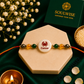 Money Magnet Cancer Rakhi – Green Jade, Citrine, Pyrite & Mother of Pearl Zodiac Rakhi for Prosperity, Emotional Balance & Positive Energy