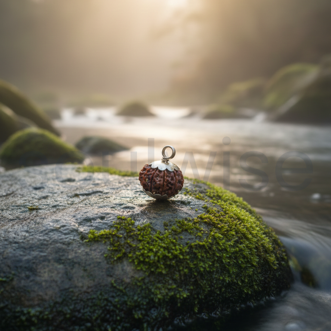 10 Mukhi Rudraksha Silver Pendant – Certified Nepali Origin Bead for Strength, Protection & Positive Energy