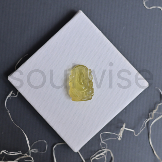 Soulwise Yellow Topaz Gemstone Ganesha Idol 124 ct. 4cm.
