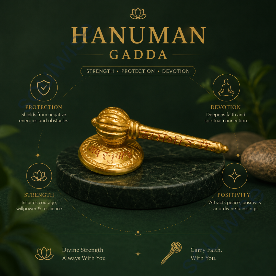 Diwali Special Gift |Siddh Hanuman Ji Gadda with Stand – 3 Inch Golden-Plated Metal Base |  Protection for Home,Temple, Car, Office etc. | Symbol of Strength & Protection