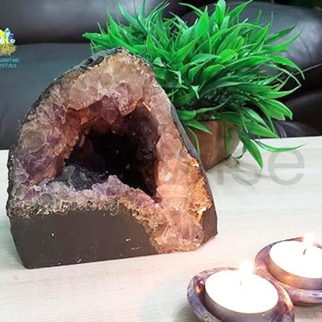 Soulwise Natural Amethyst Self-Standing Geode – 5.5" | 2.4 kg Raw Crystal Cluster for Healing, Meditation & Home Decor