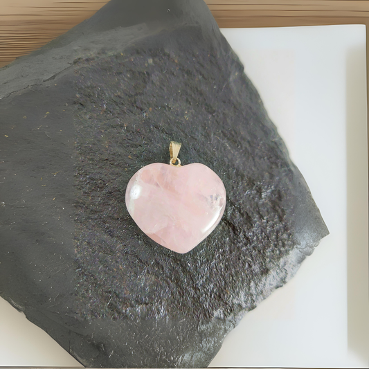 Rose Quartz Heart Shape Pendant – Natural Love Crystal Necklace for Emotional Healing, Self-Love & Positivity (Unisex)