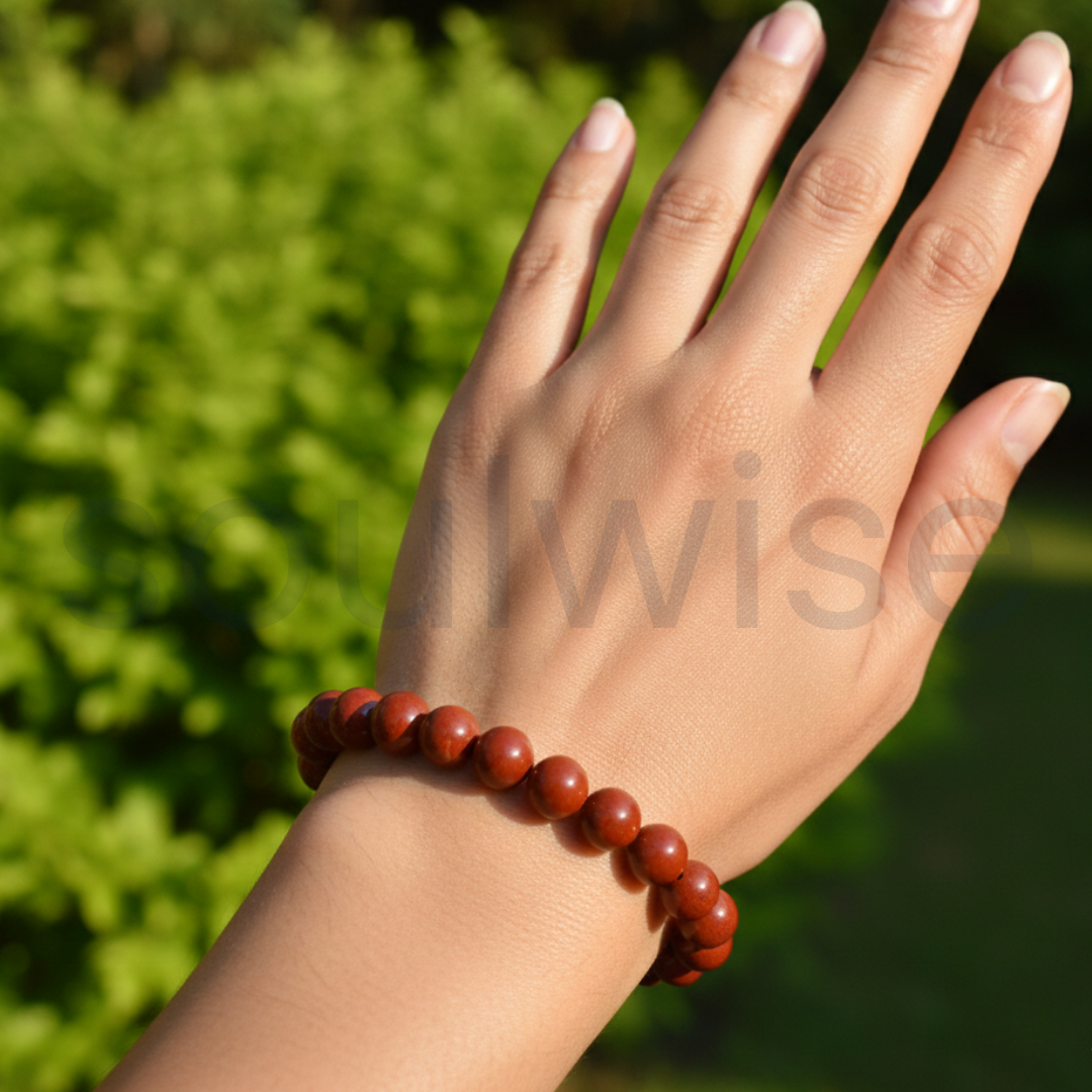 Red Jasper Bracelet 8mm – Natural Healing Crystal Beads for Stability, Courage & Emotional Balance | Grounding Stone | Unisex