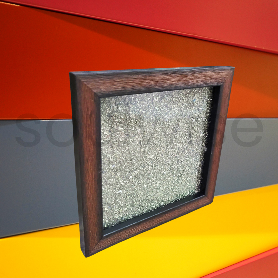 Soulwise Pyrite wall frame Showpiece for Wealth, Peace, Business Success & Prosperity - Spiritual Home & Office Wall Decor - 14x14 cm