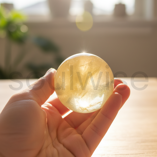 Natural Citrine Crystal Sphere – Healing Stone for Abundance, Positivity & Success