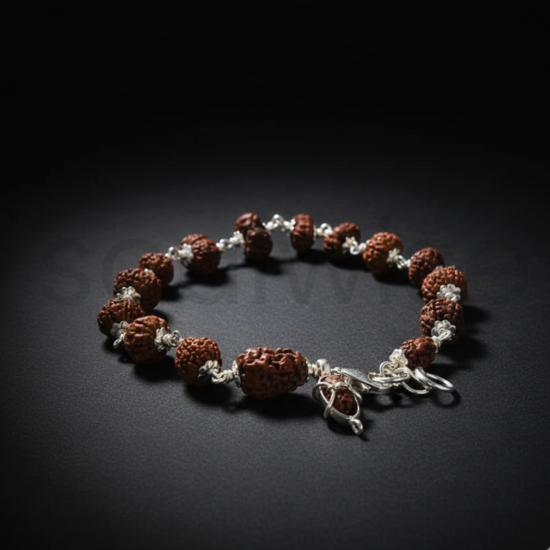 1 to 14 Mukhi Sarv Siddha Rudraksha Bracelet in Pure Silver | Natural Multi-Face Rudraksha for Spiritual Growth, Protection & Positivity | Energized & Blessed