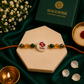 Money Magnet Pisces Rakhi – Green Jade, Citrine, Pyrite & Mother of Pearl Zodiac Rakhi for Prosperity, Intuition & Positive Energy