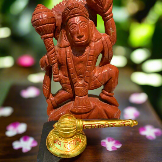 Hanuman Ji Gadda with Stand – 3 Inch Gold-Plated Metal Mace |  Spiritual Idol for Home Temple, Car Dashboard, Office | Symbol of Strength & Protection